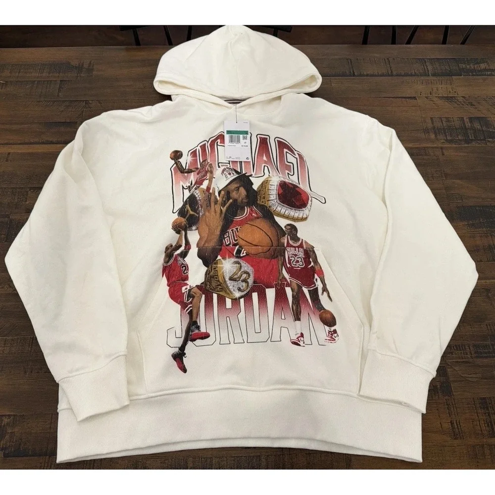 Jordan Flight Fleece Graphic Pullover Hoodie Sail HJ4396-133 Size XL $110 NWT